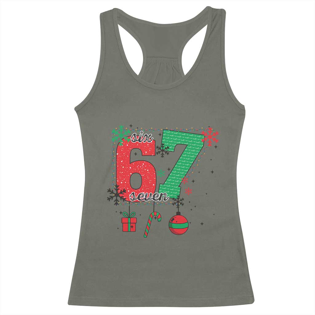 Funny Six Seven Meme Trendy TikTok Racerback Tank Top Christmas Gift TS12 Military Green Print Your Wear