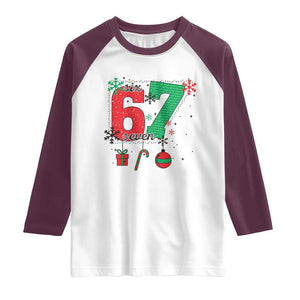 Funny Six Seven Meme Trendy TikTok Raglan Shirt Christmas Gift TS12 White Maroon Print Your Wear