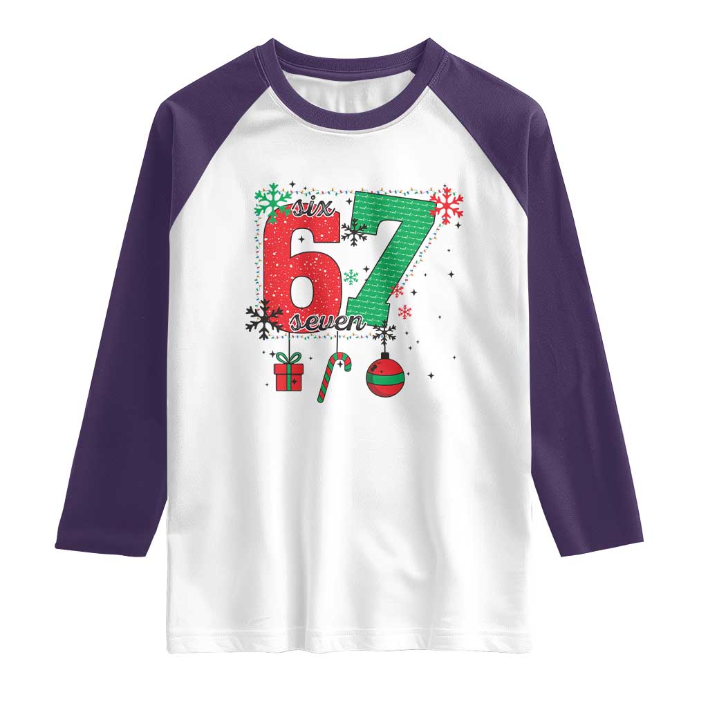 Funny Six Seven Meme Trendy TikTok Raglan Shirt Christmas Gift TS12 White Purple Print Your Wear