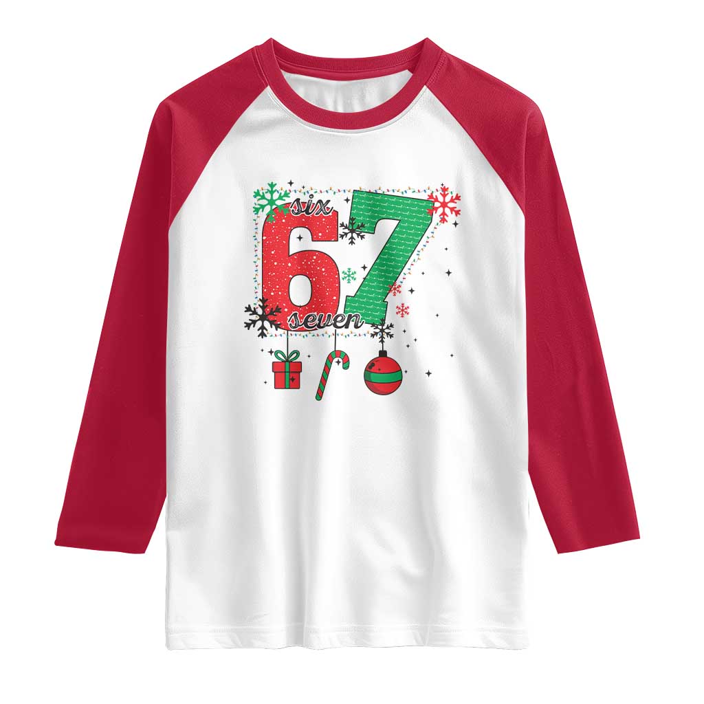 Funny Six Seven Meme Trendy TikTok Raglan Shirt Christmas Gift TS12 White Red Print Your Wear