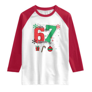 Funny Six Seven Meme Trendy TikTok Raglan Shirt Christmas Gift TS12 White Red Print Your Wear