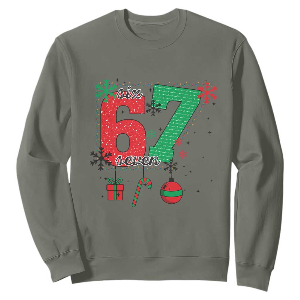 Funny Six Seven Meme Trendy TikTok Sweatshirt Christmas Gift TS12 Military Green Print Your Wear