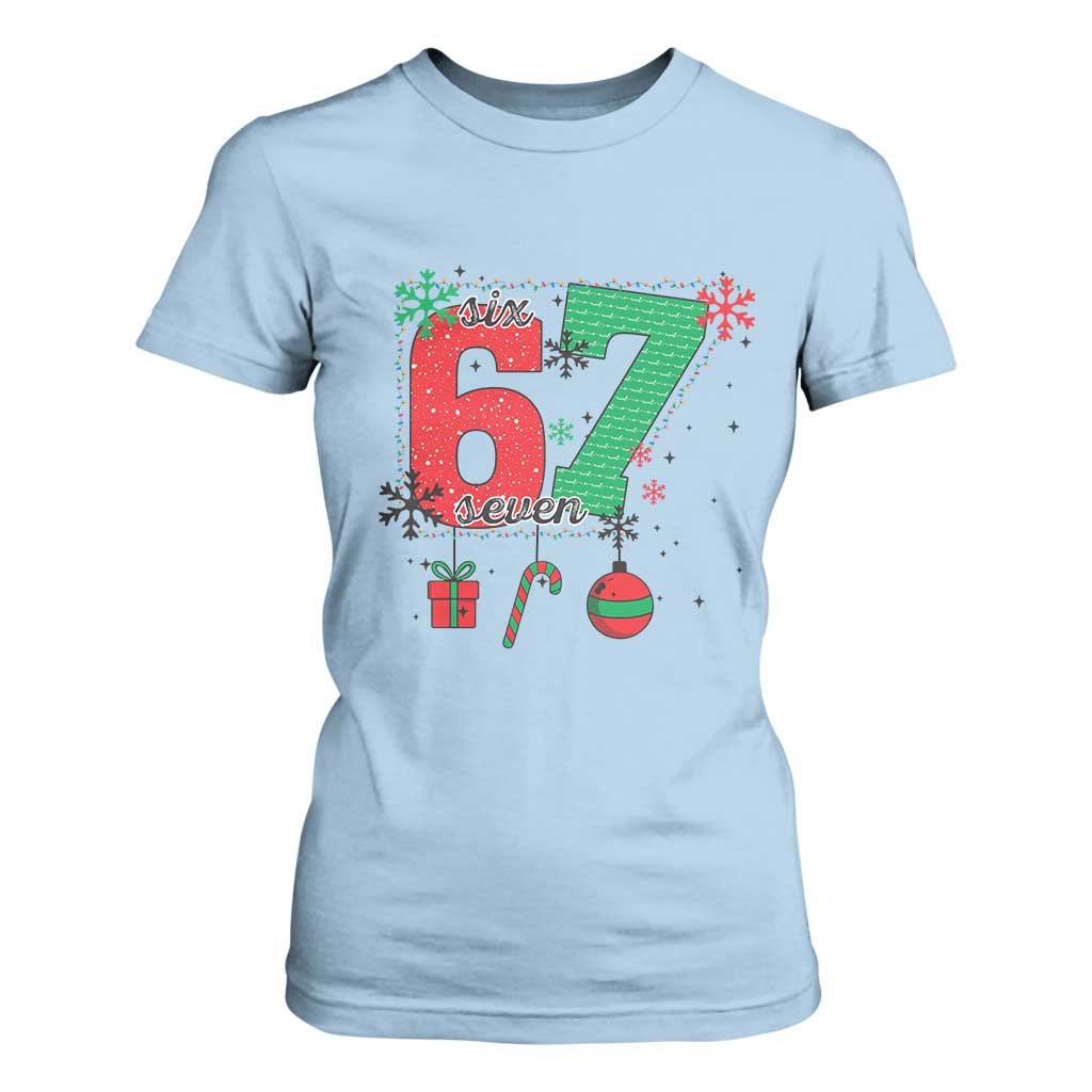 Funny Six Seven Meme Trendy TikTok T Shirt For Women Christmas Gift TS12 Light Blue Print Your Wear