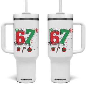 Funny Six Seven Meme Trendy TikTok Tumbler With Handle Christmas Gift TS12 One Size: 40 oz White Print Your Wear