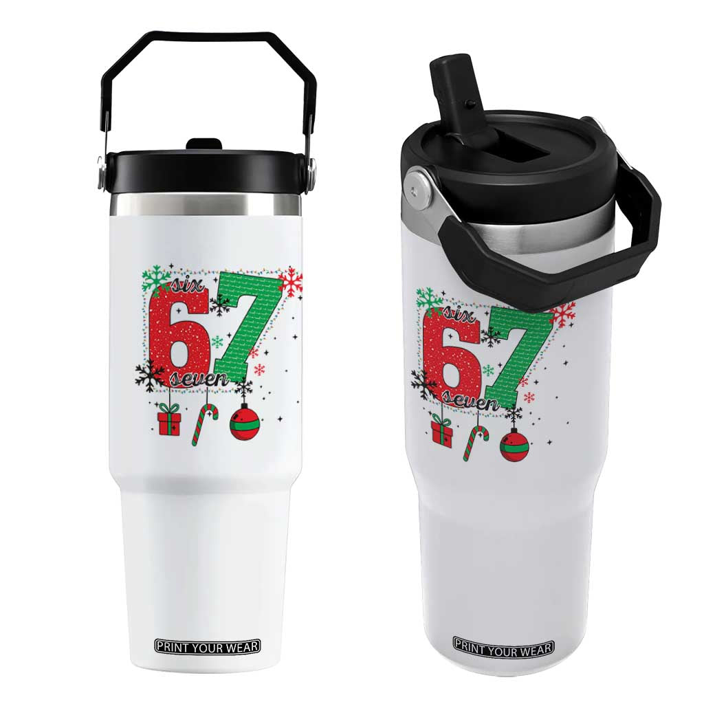 Funny Six Seven Meme Trendy TikTok Flip Straw Tumbler Christmas Gift TS12 One Size: 30 oz White Print Your Wear