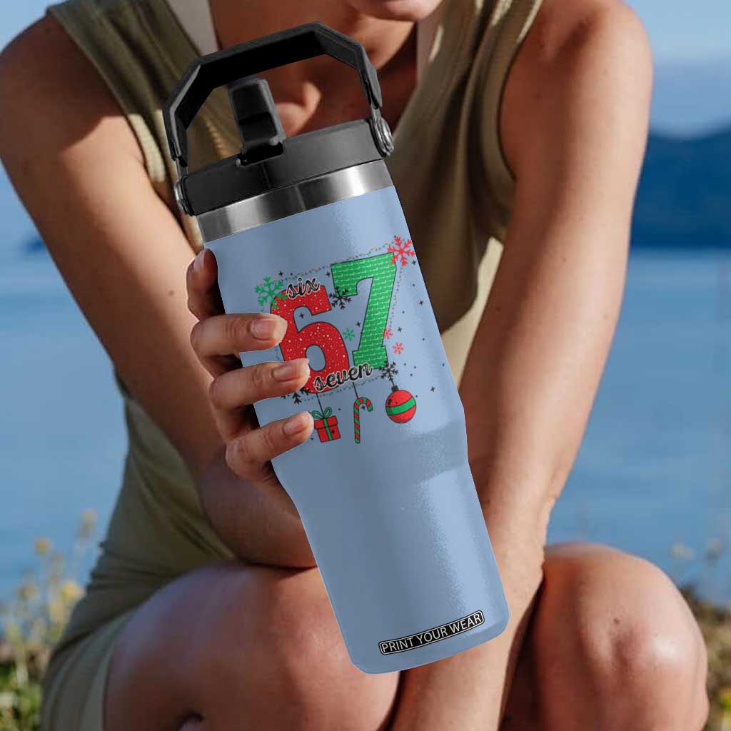 Funny Six Seven Meme Trendy TikTok Flip Straw Tumbler Christmas Gift TS12 One Size: 30 oz Light Blue Print Your Wear