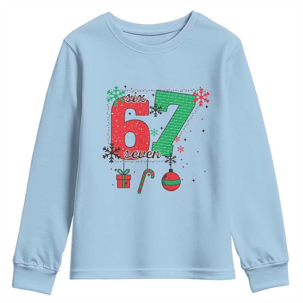 Funny Six Seven Meme Trendy TikTok Youth Sweatshirt Christmas Gift TS12 Light Blue Print Your Wear
