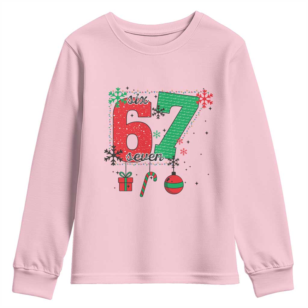 Funny Six Seven Meme Trendy TikTok Youth Sweatshirt Christmas Gift TS12 Light Pink Print Your Wear