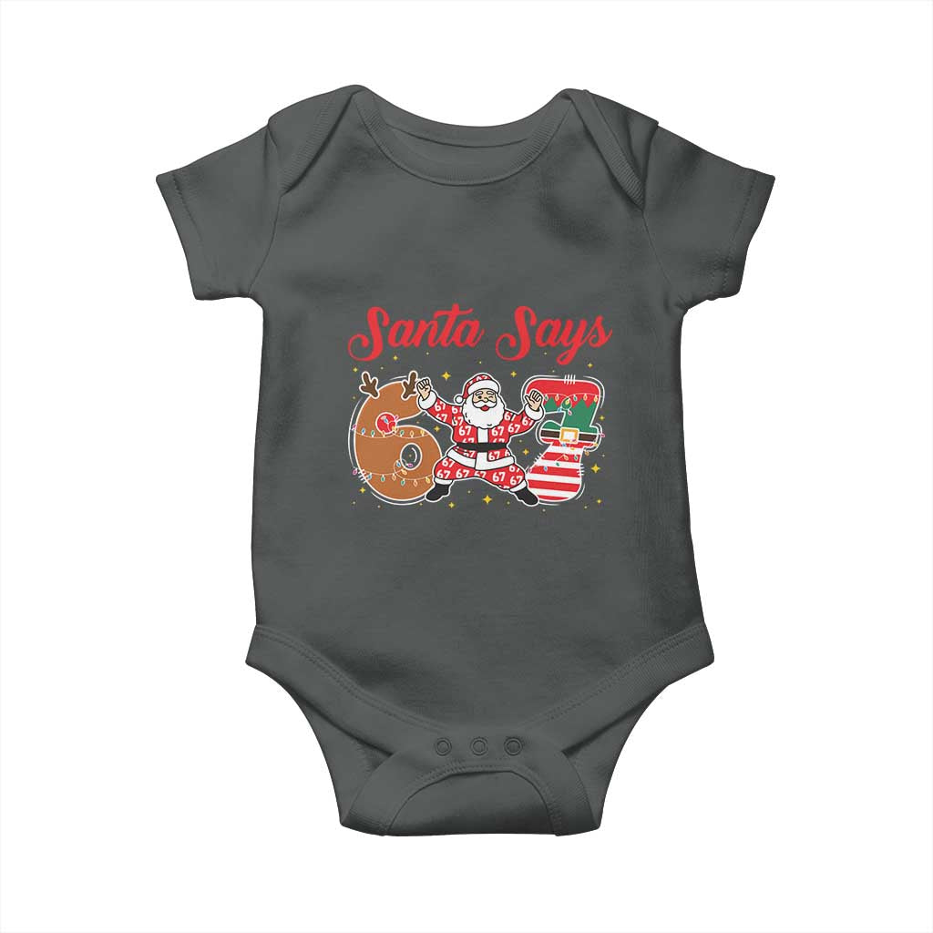 Funny Santa Says Six Seven Meme Baby Onesie Holiday Gift For Gen Z TS12 Dark Heather Print Your Wear