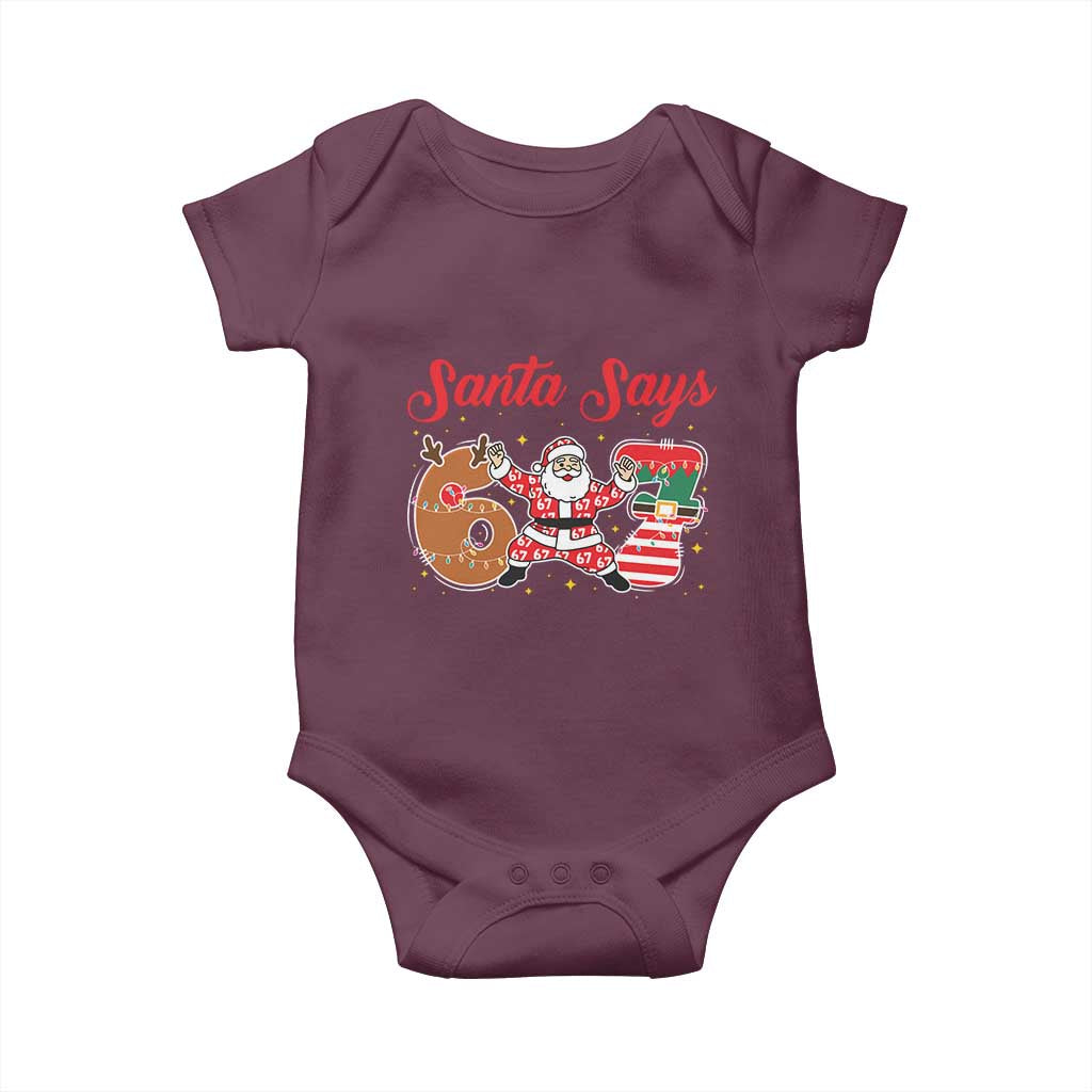 Funny Santa Says Six Seven Meme Baby Onesie Holiday Gift For Gen Z TS12 Maroon Print Your Wear