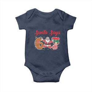 Funny Santa Says Six Seven Meme Baby Onesie Holiday Gift For Gen Z TS12 Navy Print Your Wear