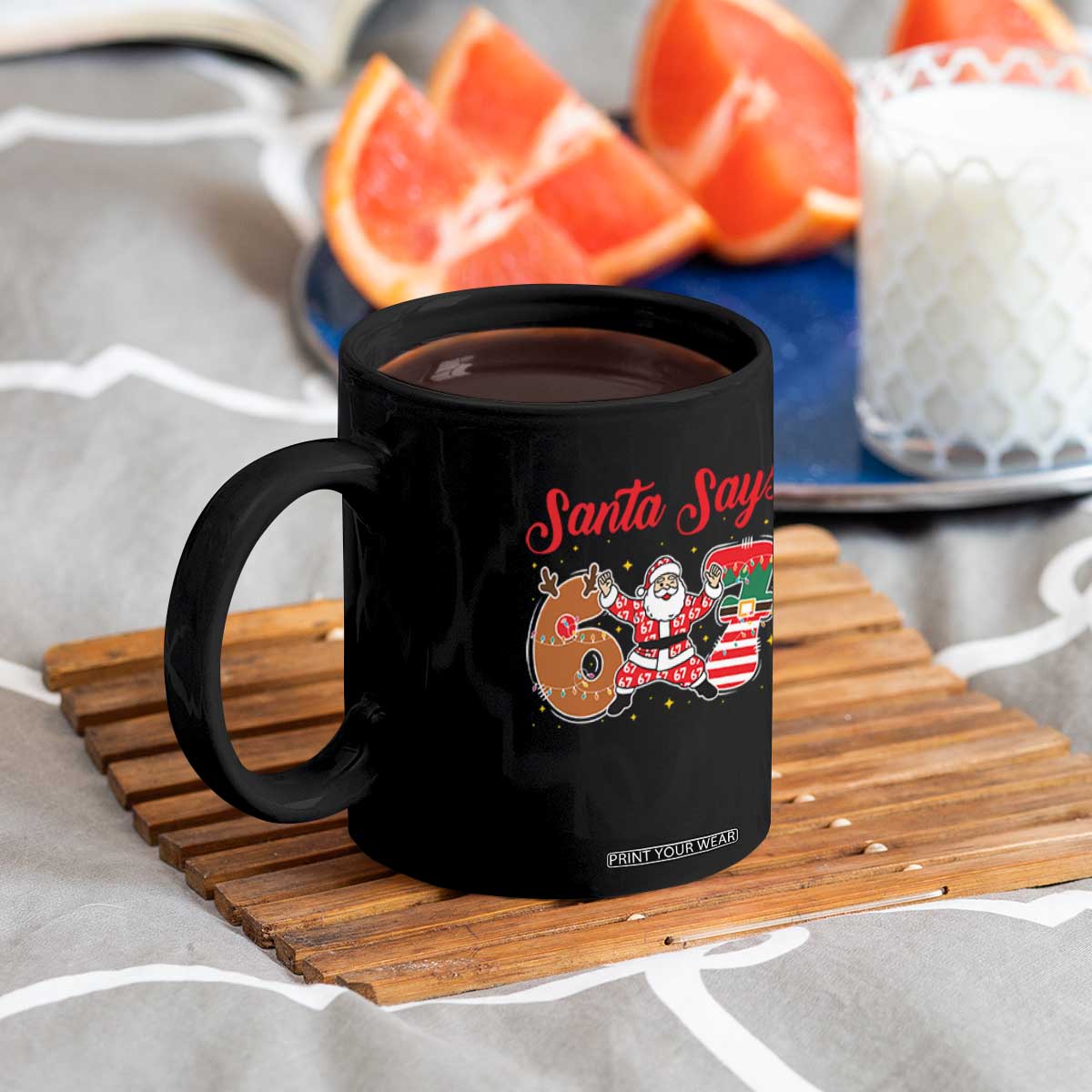 Funny Santa Says Six Seven Meme Coffee Mug Holiday Gift For Gen Z TS12 Print Your Wear