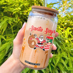 Funny Santa Says Six Seven Meme Glass Can Holiday Gift For Gen Z TS12 Black Print Your Wear