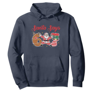 Funny Santa Says Six Seven Meme Hoodie Holiday Gift For Gen Z TS12 Navy Print Your Wear