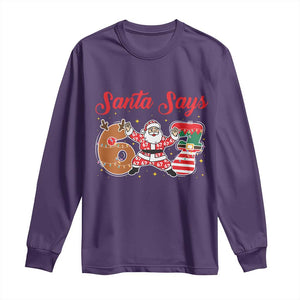 Funny Santa Says Six Seven Meme Long Sleeve Shirt Holiday Gift For Gen Z TS12 Purple Print Your Wear