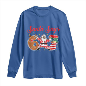 Funny Santa Says Six Seven Meme Long Sleeve Shirt Holiday Gift For Gen Z TS12 Royal Blue Print Your Wear