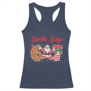 Funny Santa Says Six Seven Meme Racerback Tank Top Holiday Gift For Gen Z TS12 Navy Print Your Wear