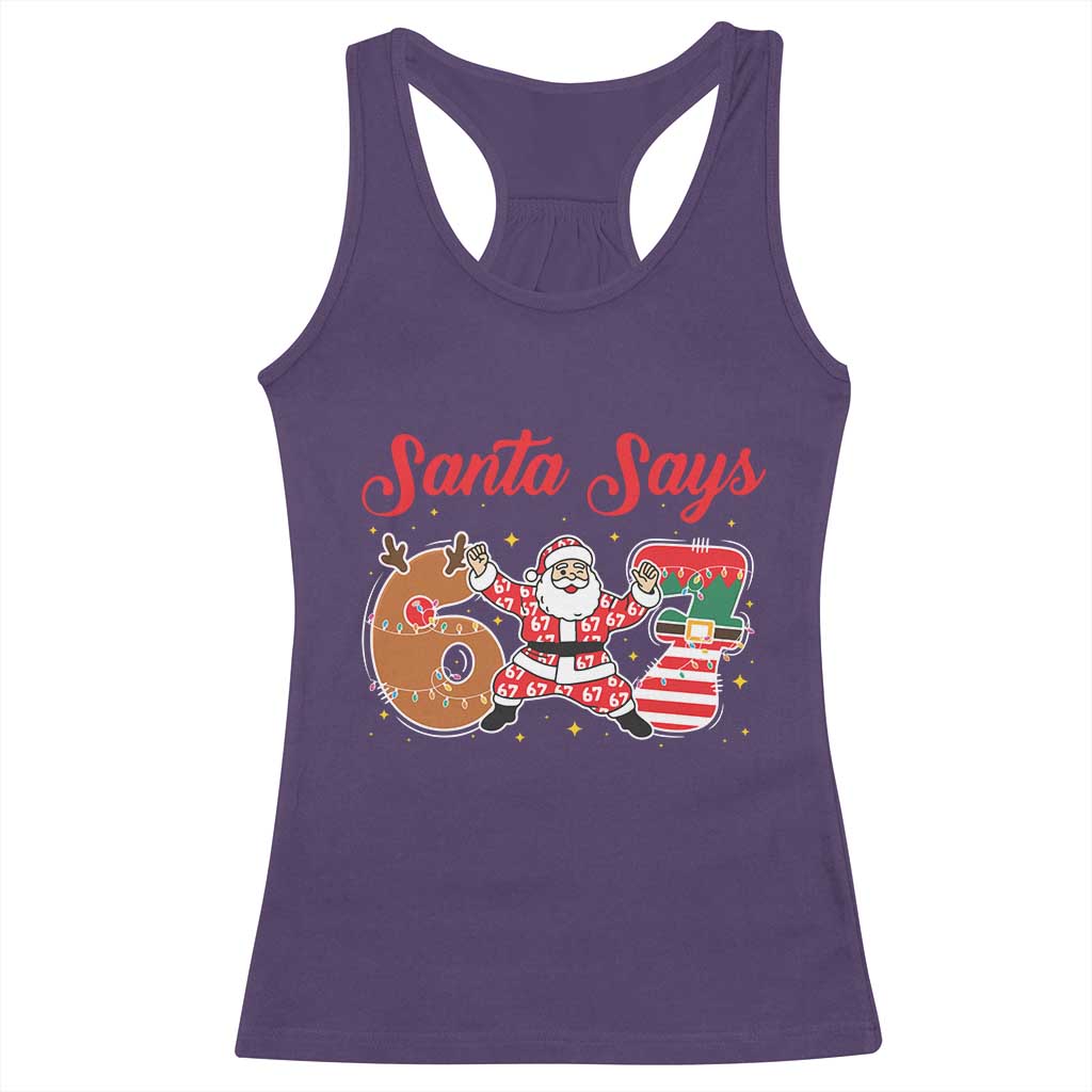 Funny Santa Says Six Seven Meme Racerback Tank Top Holiday Gift For Gen Z TS12 Purple Print Your Wear