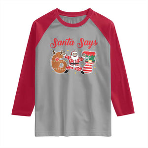 Funny Santa Says Six Seven Meme Raglan Shirt Holiday Gift For Gen Z TS12 Sport Gray Red Print Your Wear