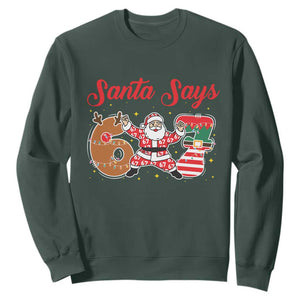 Funny Santa Says Six Seven Meme Sweatshirt Holiday Gift For Gen Z TS12 Dark Forest Green Print Your Wear