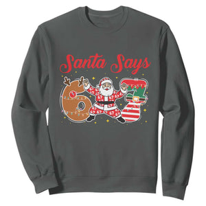 Funny Santa Says Six Seven Meme Sweatshirt Holiday Gift For Gen Z TS12 Dark Heather Print Your Wear