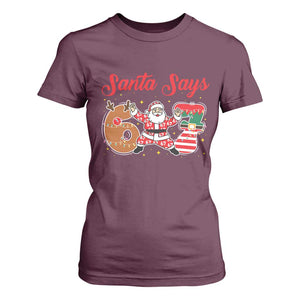 Funny Santa Says Six Seven Meme T Shirt For Women Holiday Gift For Gen Z TS12 Maroon Print Your Wear