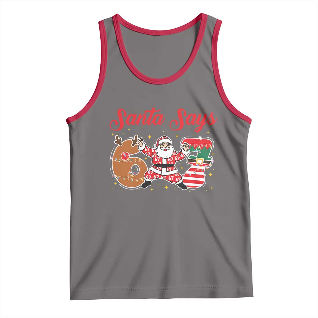 Funny Santa Says Six Seven Meme Tank Top Holiday Gift For Gen Z TS12 Deep Heather Red Print Your Wear