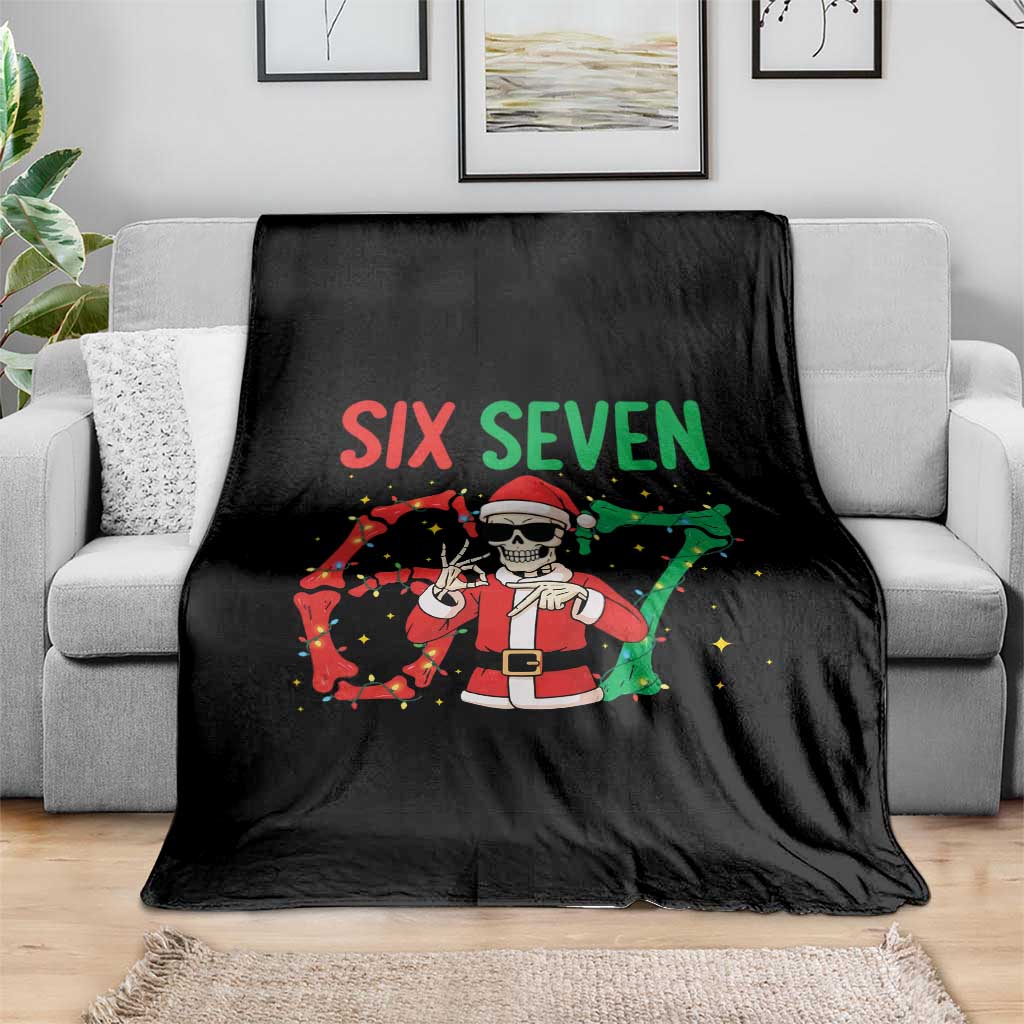 Funny Santa Skeleton Says Six Seven Throw Blanket Christmas Meme Gift TS12 Print Your Wear
