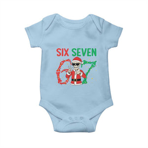 Funny Santa Skeleton Says Six Seven Baby Onesie Christmas Meme Gift TS12 Light Blue Print Your Wear