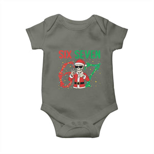 Funny Santa Skeleton Says Six Seven Baby Onesie Christmas Meme Gift TS12 Military Green Print Your Wear