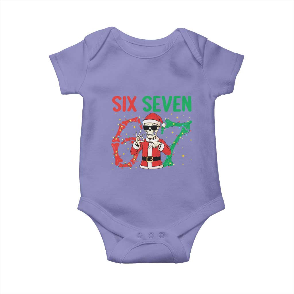 Funny Santa Skeleton Says Six Seven Baby Onesie Christmas Meme Gift TS12 Violet Print Your Wear