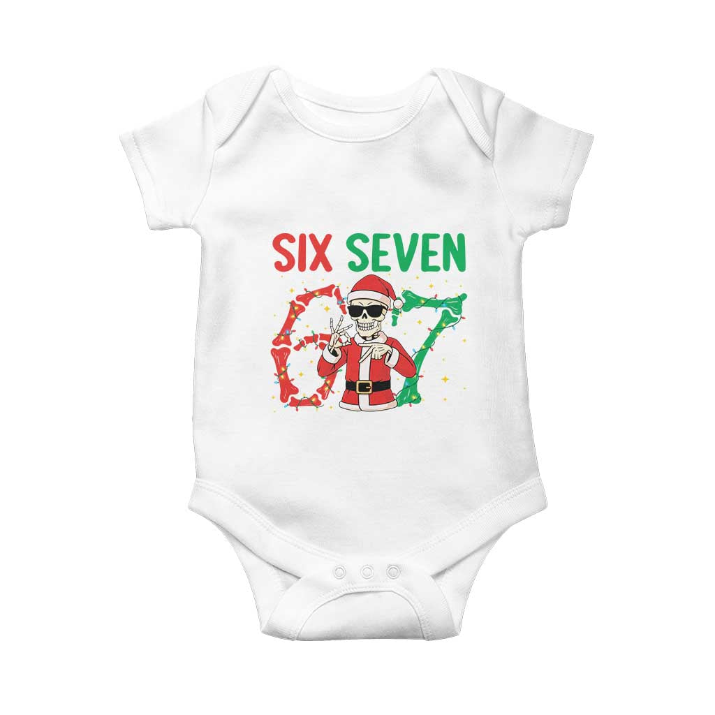 Funny Santa Skeleton Says Six Seven Baby Onesie Christmas Meme Gift TS12 White Print Your Wear
