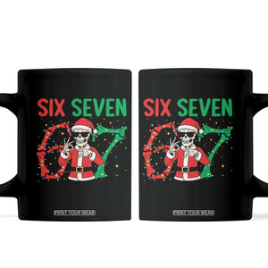 Funny Santa Skeleton Says Six Seven Coffee Mug Christmas Meme Gift TS12 Black Print Your Wear