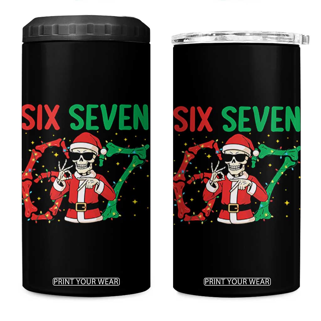 Funny Santa Skeleton Says Six Seven 4 in 1 Can Cooler Tumbler Christmas Meme Gift TS12 One Size: 16 oz Black Print Your Wear