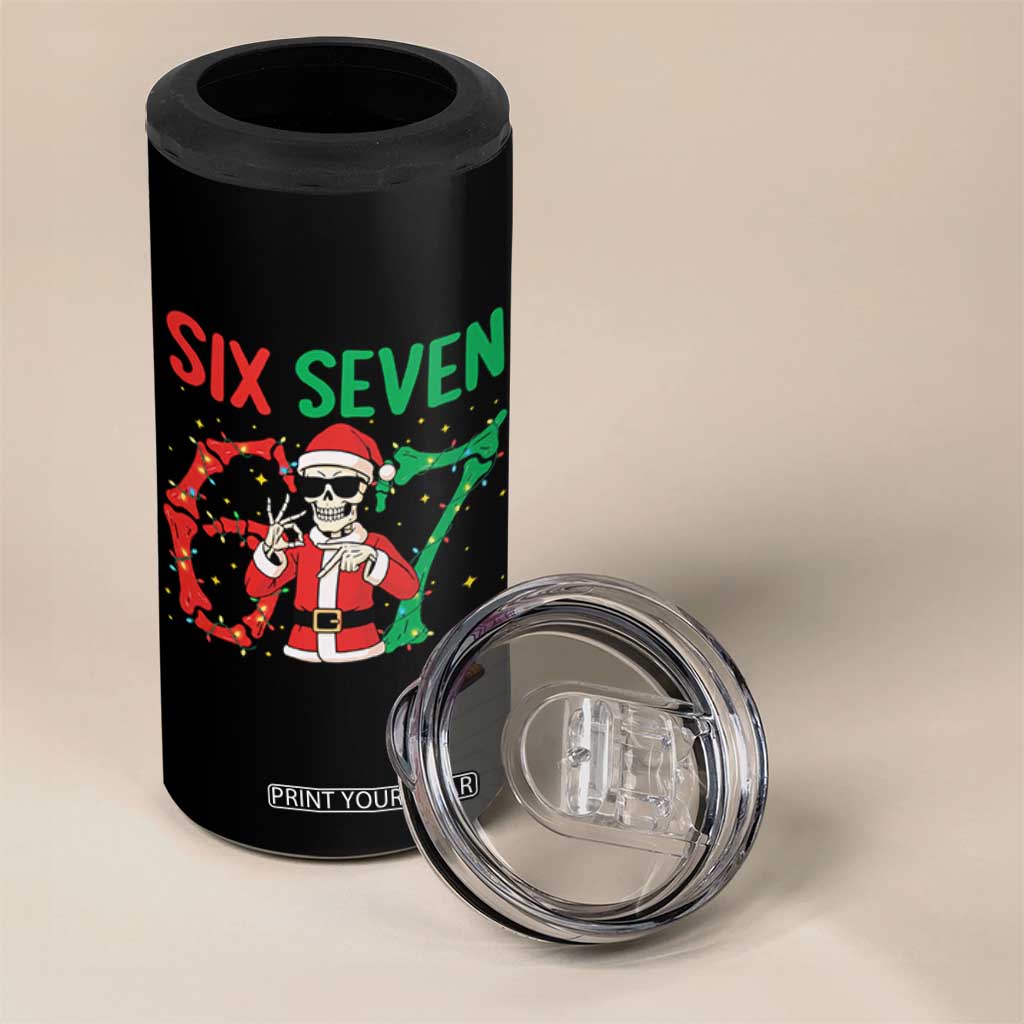 Funny Santa Skeleton Says Six Seven 4 in 1 Can Cooler Tumbler Christmas Meme Gift TS12 Print Your Wear