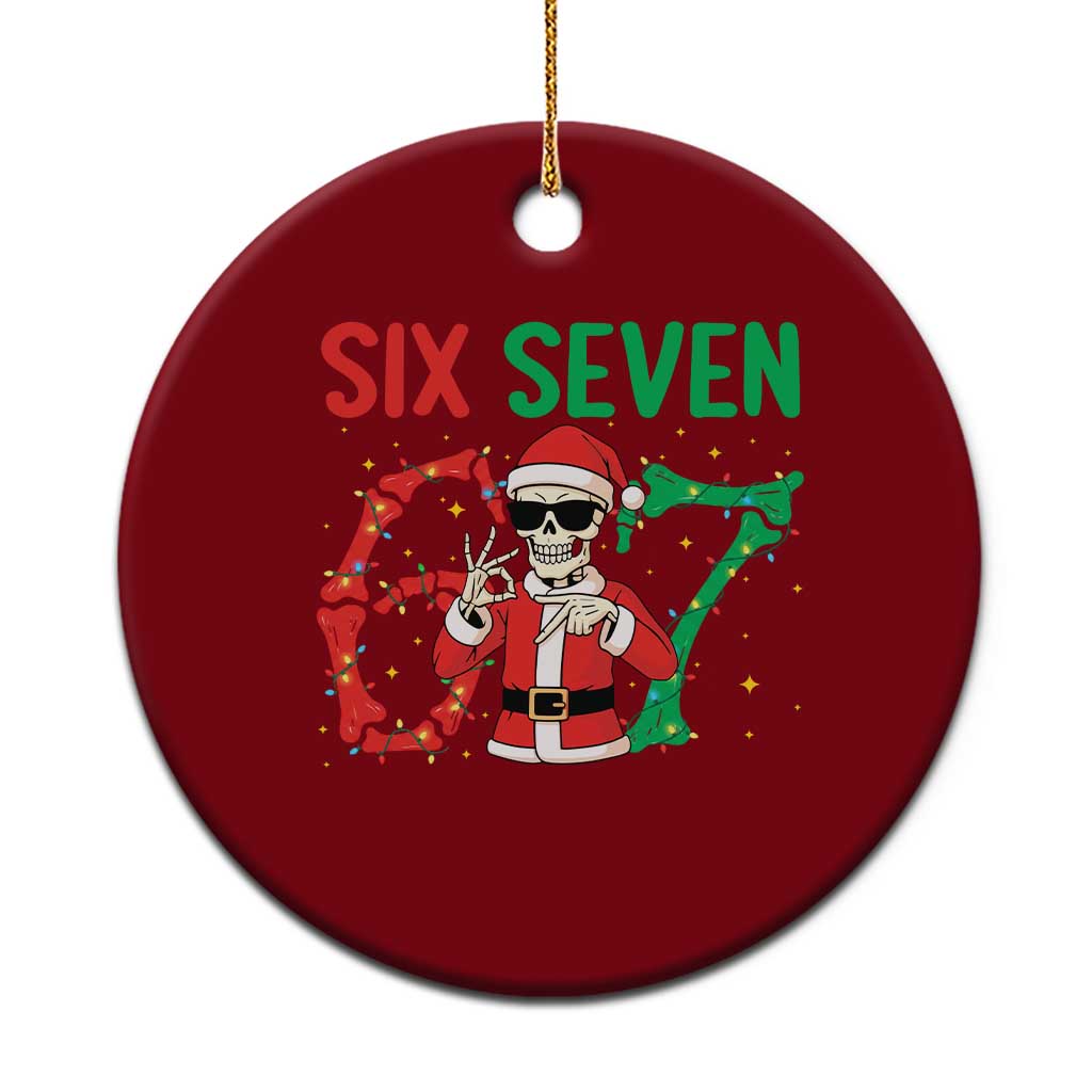Funny Santa Skeleton Says Six Seven Ceramic Ornament Christmas Meme Gift TS12 1pc Red Print Your Wear