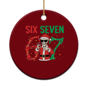 Funny Santa Skeleton Says Six Seven Ceramic Ornament Christmas Meme Gift TS12 1pc Red Print Your Wear