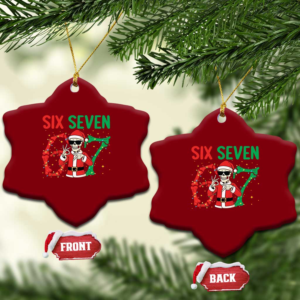 Funny Santa Skeleton Says Six Seven Ceramic Ornament Christmas Meme Gift TS12 Print Your Wear