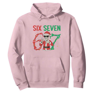 Funny Santa Skeleton Says Six Seven Hoodie Christmas Meme Gift TS12 Light Pink Print Your Wear
