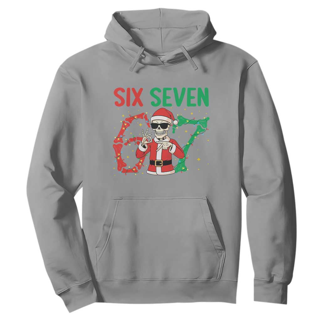 Funny Santa Skeleton Says Six Seven Hoodie Christmas Meme Gift TS12 Sport Gray Print Your Wear