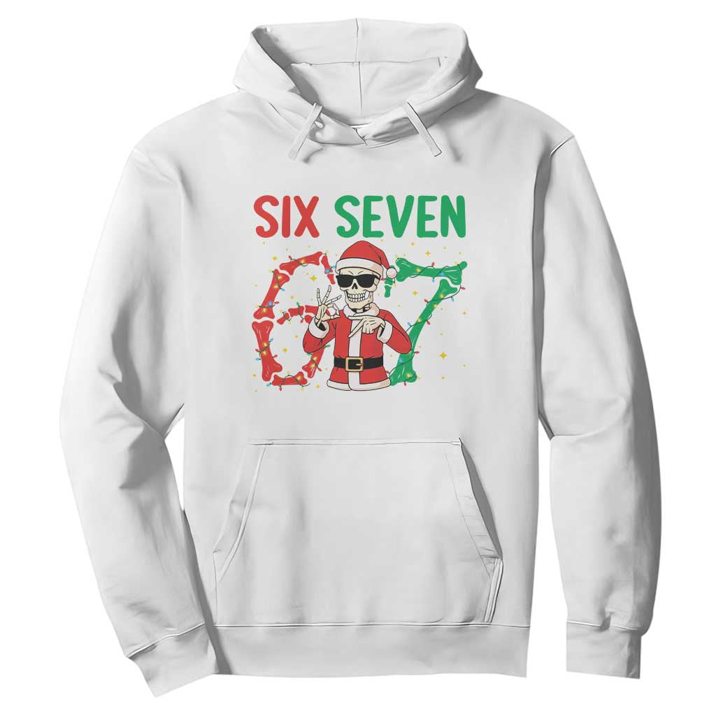 Funny Santa Skeleton Says Six Seven Hoodie Christmas Meme Gift TS12 White Print Your Wear