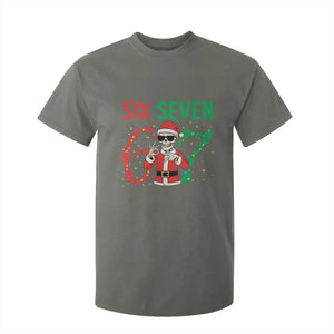 Funny Santa Skeleton Says Six Seven T Shirt For Kid Christmas Meme Gift TS12 Military Green Print Your Wear