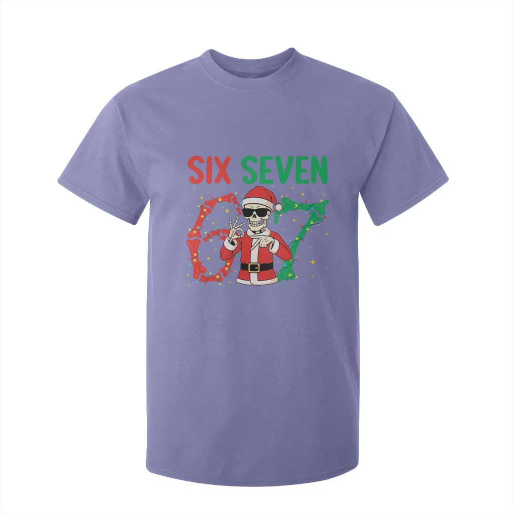 Funny Santa Skeleton Says Six Seven T Shirt For Kid Christmas Meme Gift TS12 Violet Print Your Wear