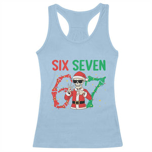 Funny Santa Skeleton Says Six Seven Racerback Tank Top Christmas Meme Gift TS12 Light Blue Print Your Wear