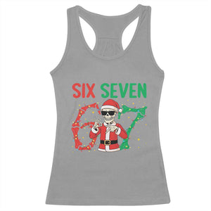 Funny Santa Skeleton Says Six Seven Racerback Tank Top Christmas Meme Gift TS12 Sport Gray Print Your Wear
