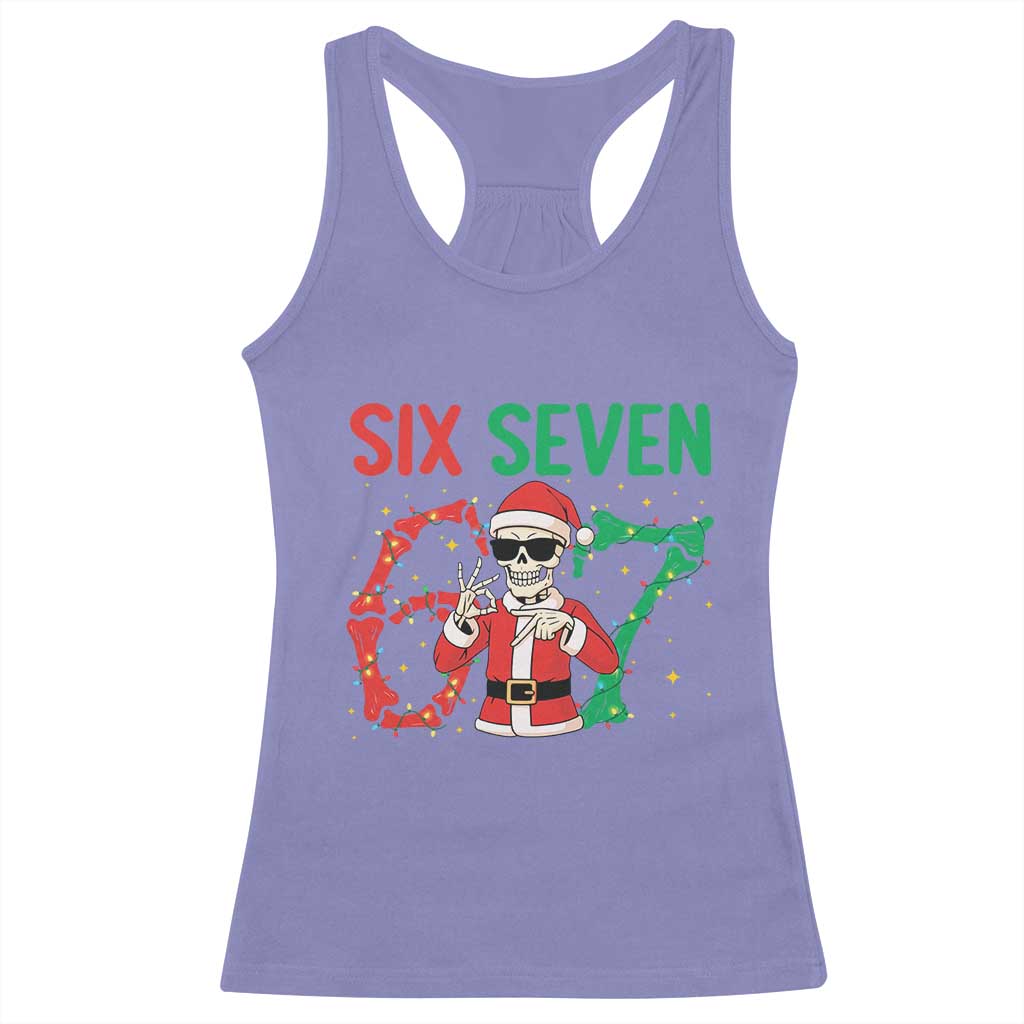 Funny Santa Skeleton Says Six Seven Racerback Tank Top Christmas Meme Gift TS12 Violet Print Your Wear