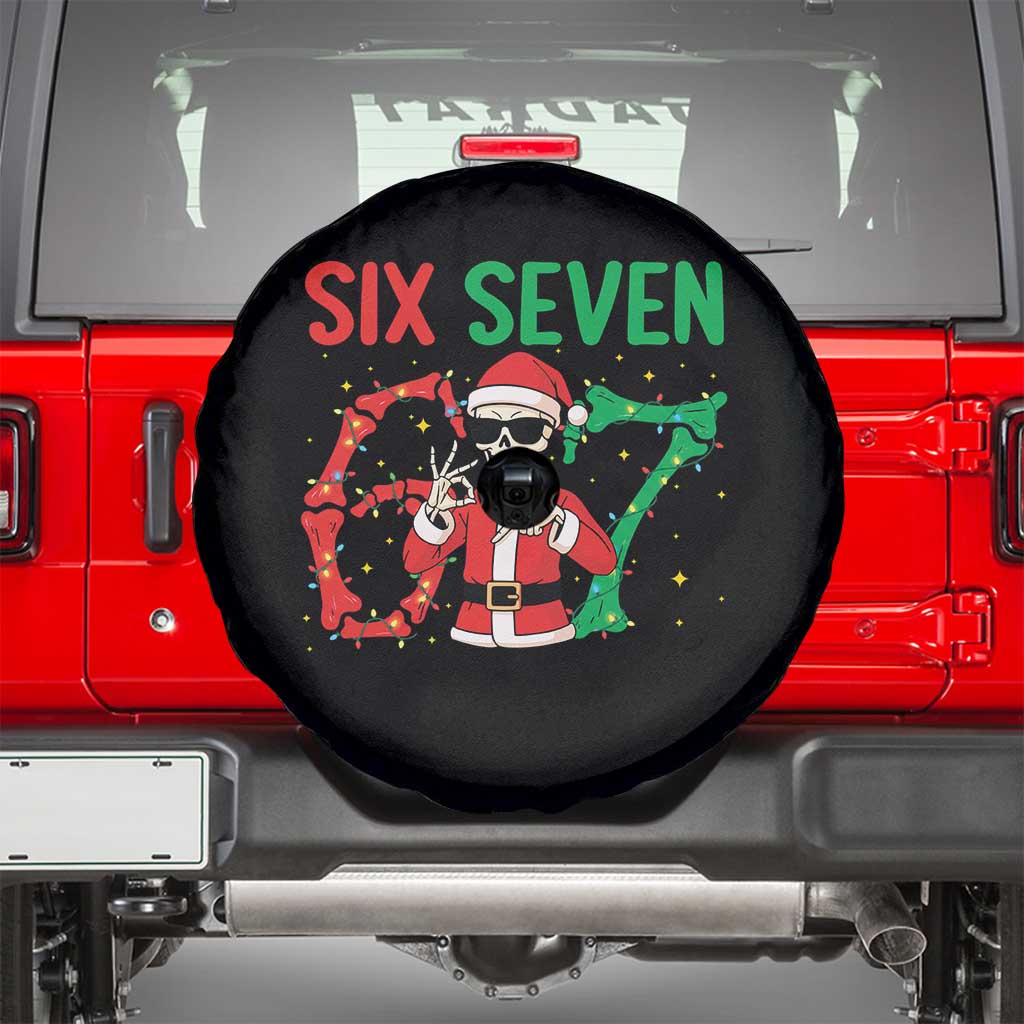Funny Santa Skeleton Says Six Seven Spare Tire Cover Christmas Meme Gift TS12 Black Print Your Wear