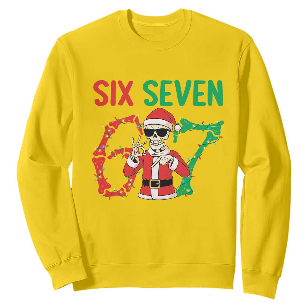 Funny Santa Skeleton Says Six Seven Sweatshirt Christmas Meme Gift TS12 Daisy Print Your Wear