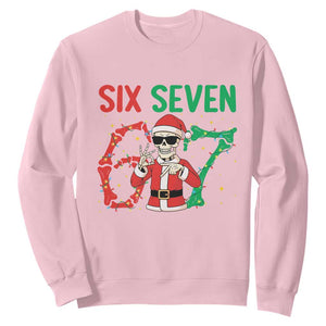 Funny Santa Skeleton Says Six Seven Sweatshirt Christmas Meme Gift TS12 Light Pink Print Your Wear