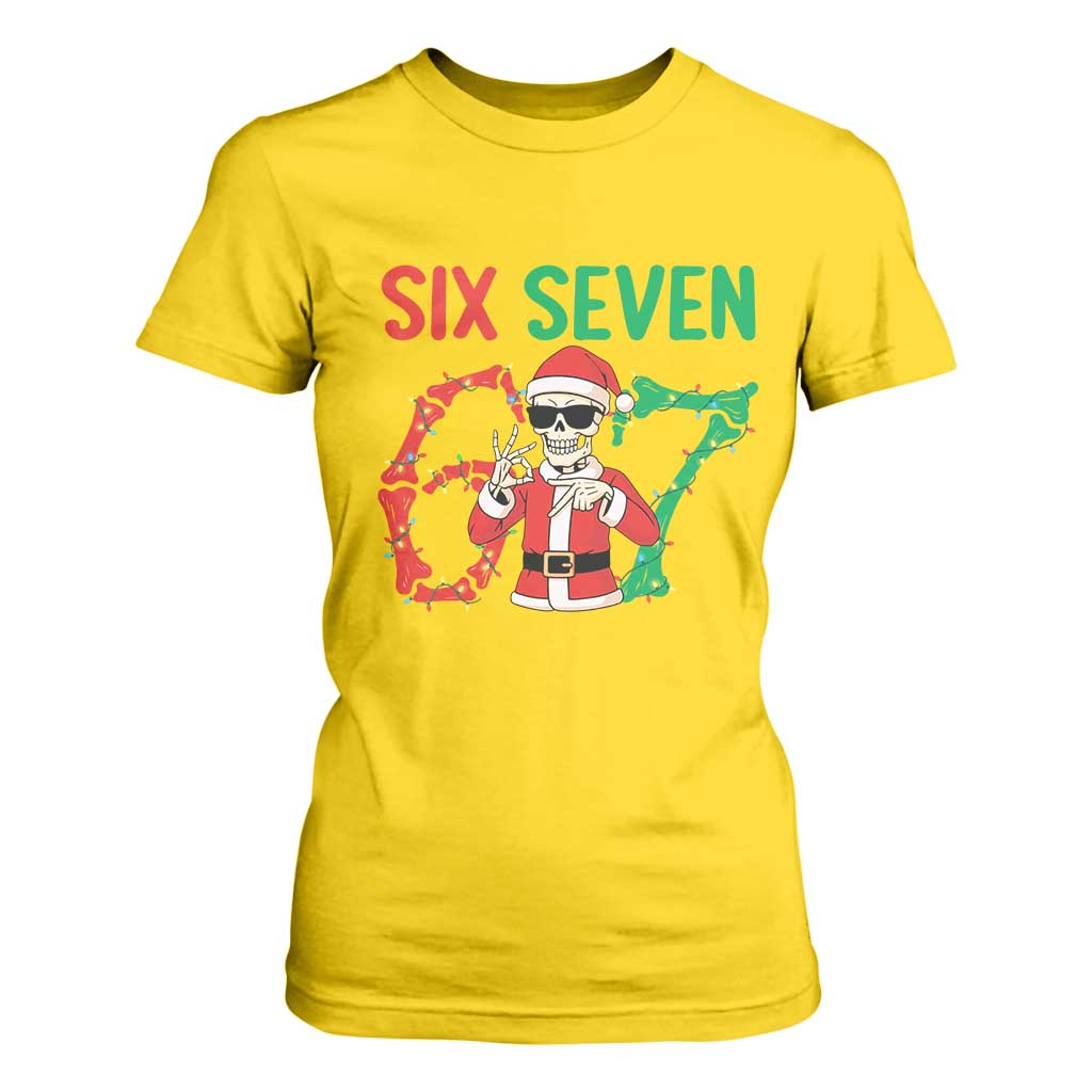 Funny Santa Skeleton Says Six Seven T Shirt For Women Christmas Meme Gift TS12 Daisy Print Your Wear